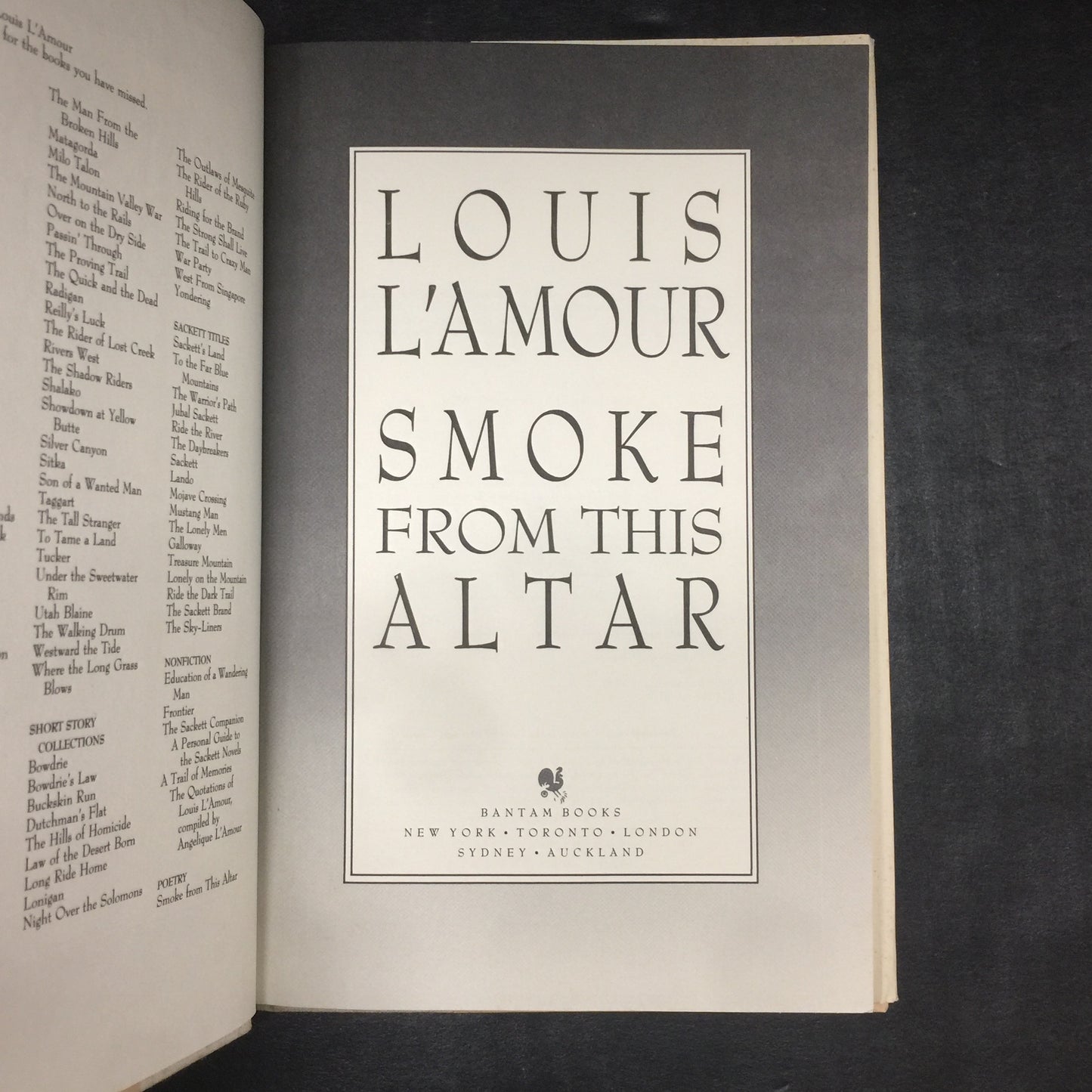 Smoke From This Altar - Louis L'Amour - First Edition - 1990