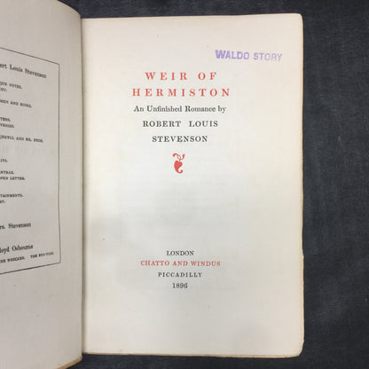 Weir Of Hermiston - Robert Louis Stevenson - 1896