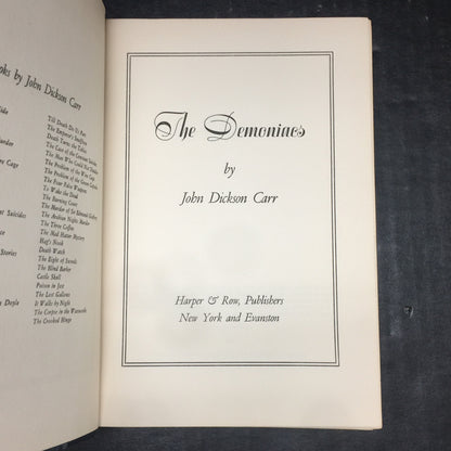 The Demoniacs - John Dickson Carr - First Edition - 1962