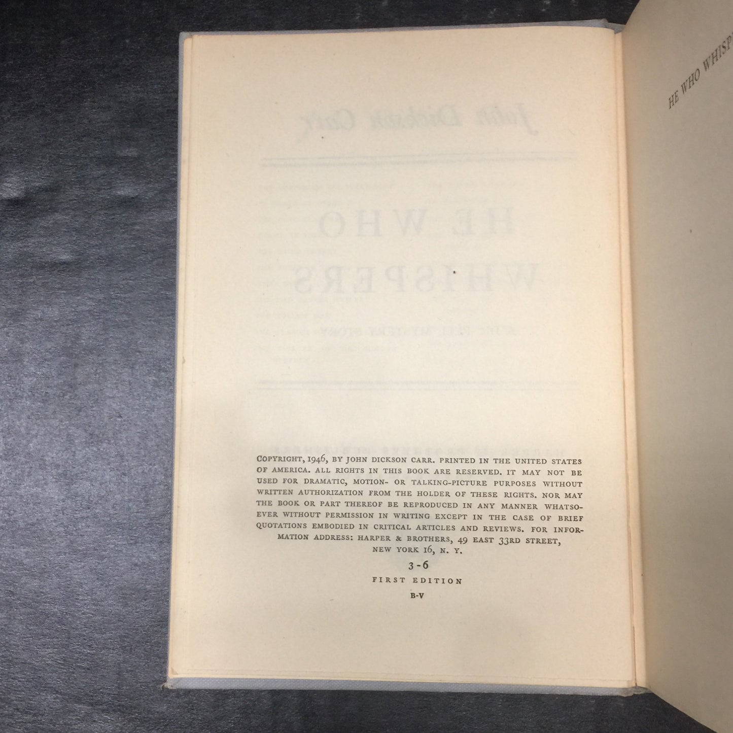 He Who Whispers - John Dickson Carr - First Edition - 1946