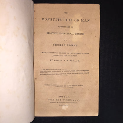 The Constitution of Man - George Combe - 1844