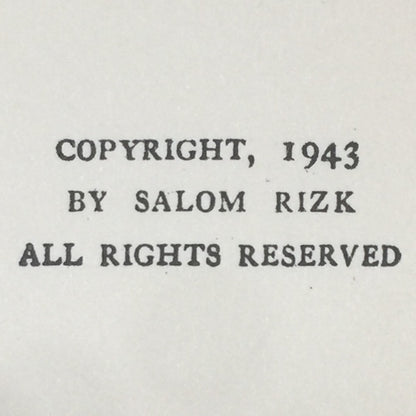 Syrian Yankee - Salom Rizk - Signed by Author - 1943