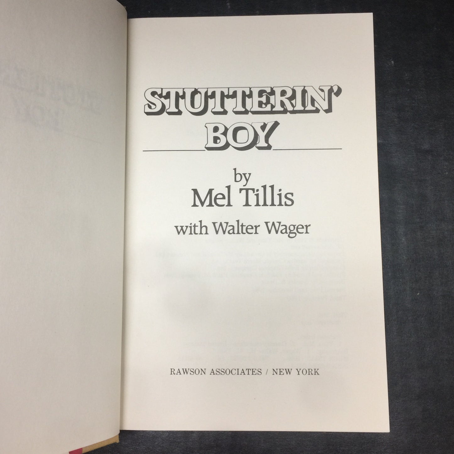 Stutterin' Boy - Mel Tillis - Signed by Author - Third Printing - 1989