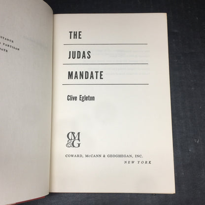 The Judas Mandate - Clive Egleton - First American Edition - 1972