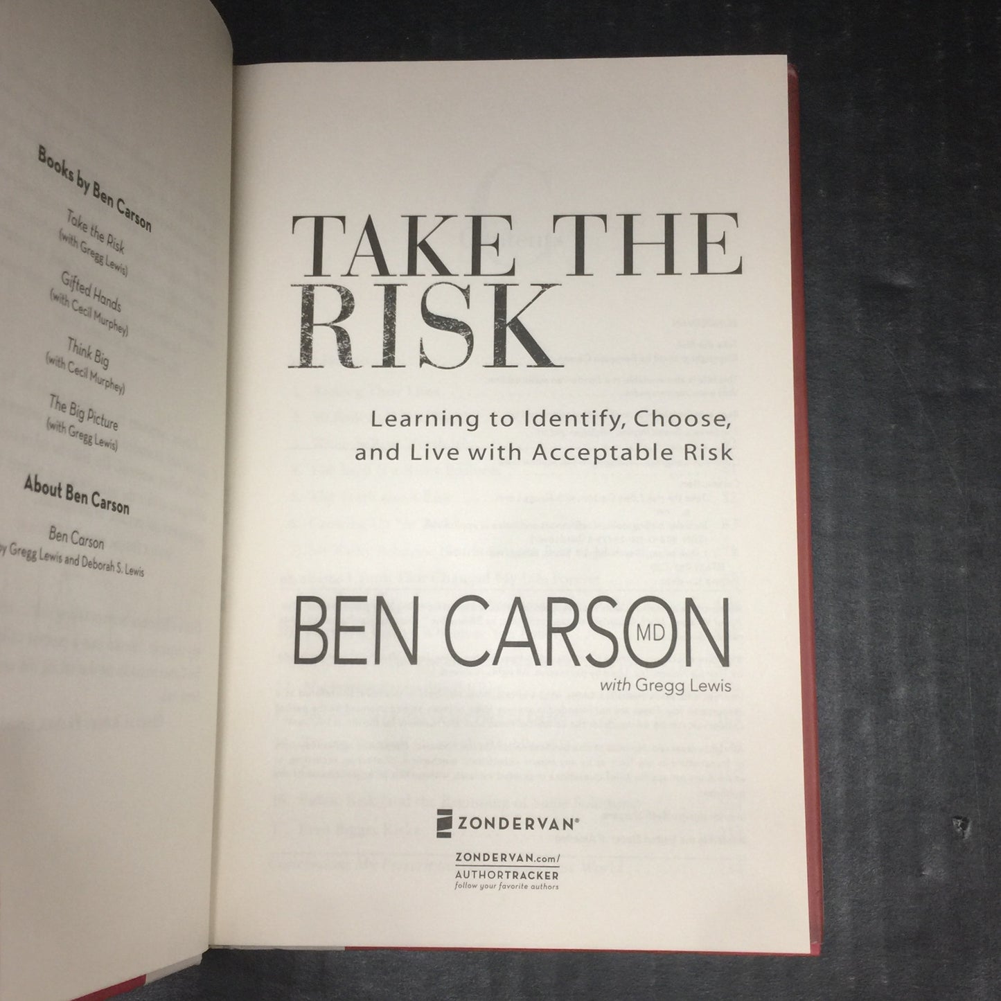 Take The Risk - Ben Carson - Signed by Author - 2008