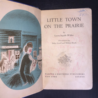 Little Town on the Prairie - Laura Ingalls Wilder - 1st Edition - Ex Library - 1941