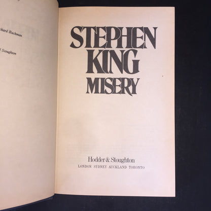 Misery - Stephen King - 1st UK Edition - 1987