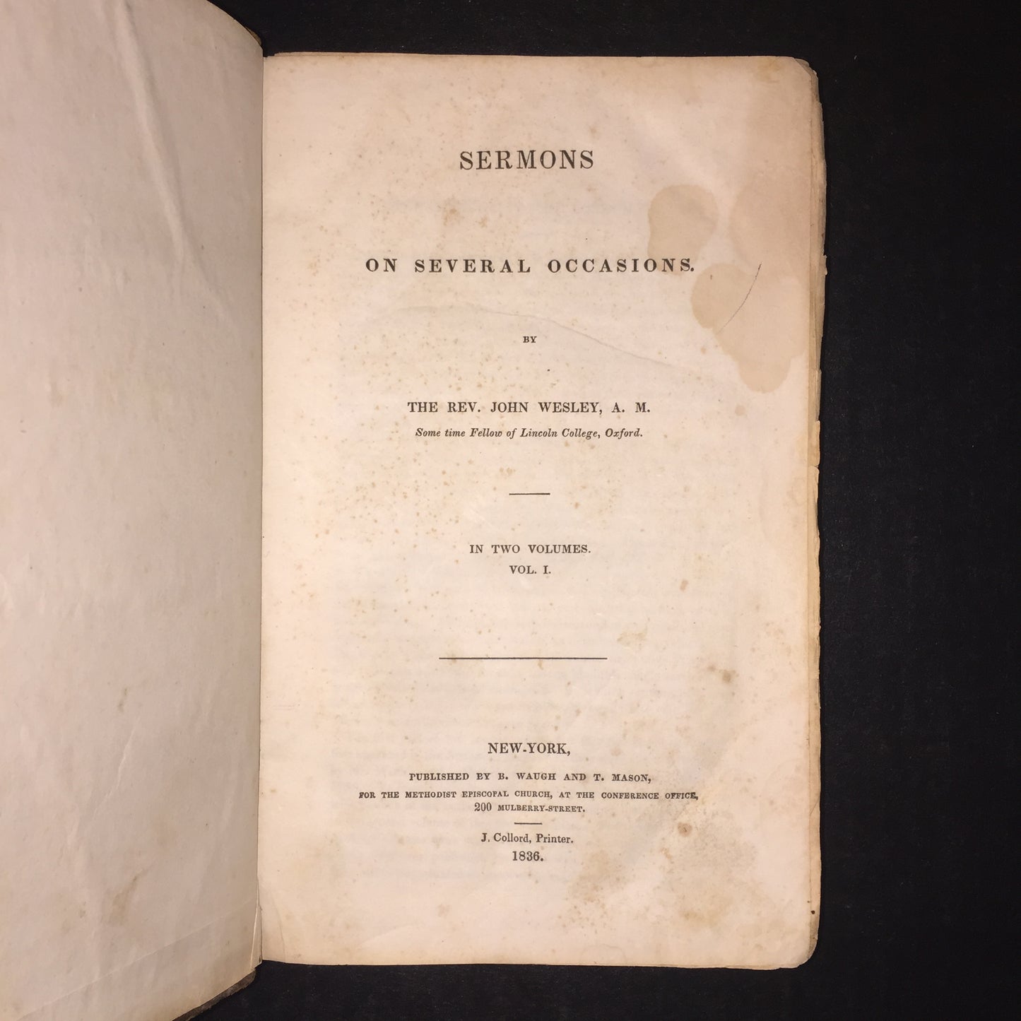 Sermons on Several Occasions - Rev. John Wesley - Volume 1 Only - 1836