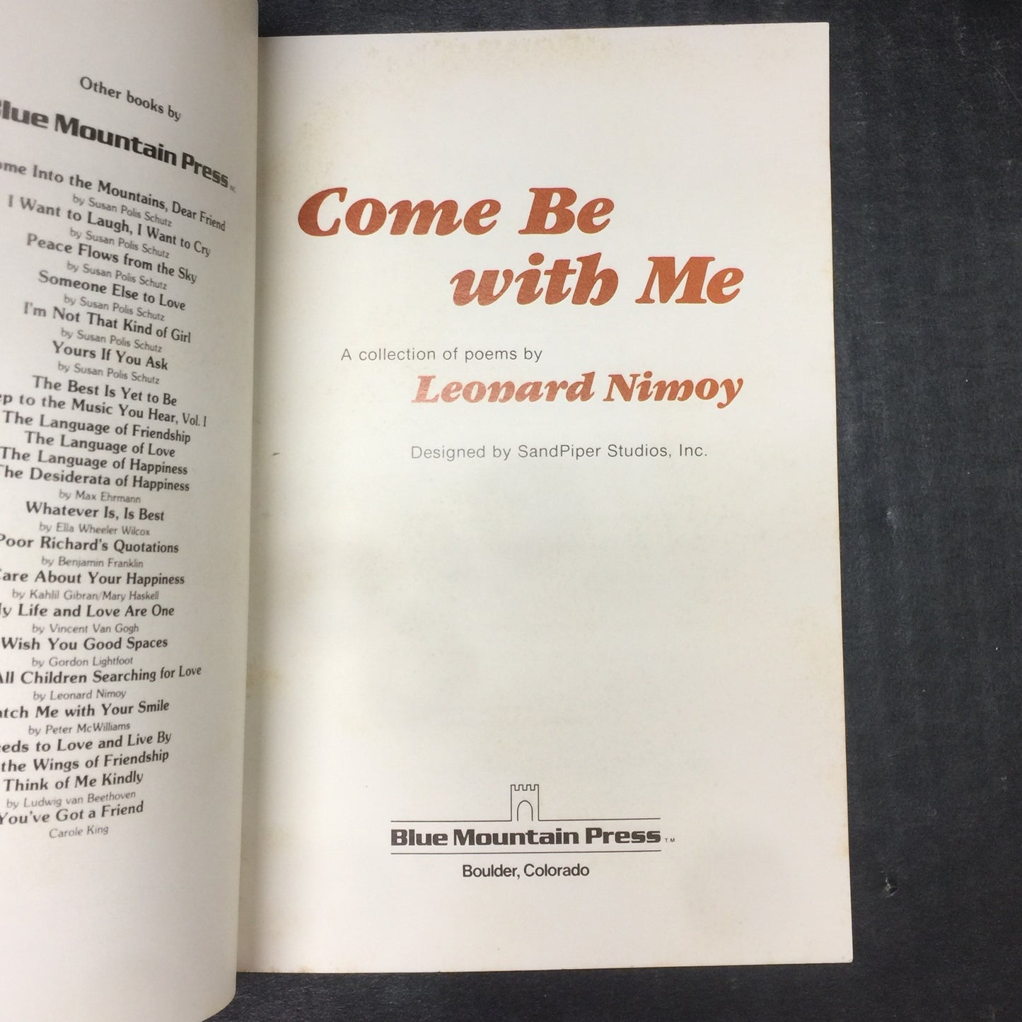 Come Be with Me - Leonard Nimoy - First Printing - 1978