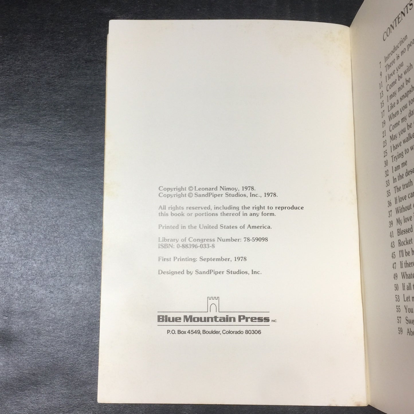 Come Be with Me - Leonard Nimoy - First Printing - 1978