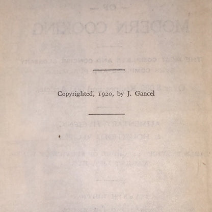 Gancel's Encyclopedia of Modern Cooking - J. Gancel - 1920