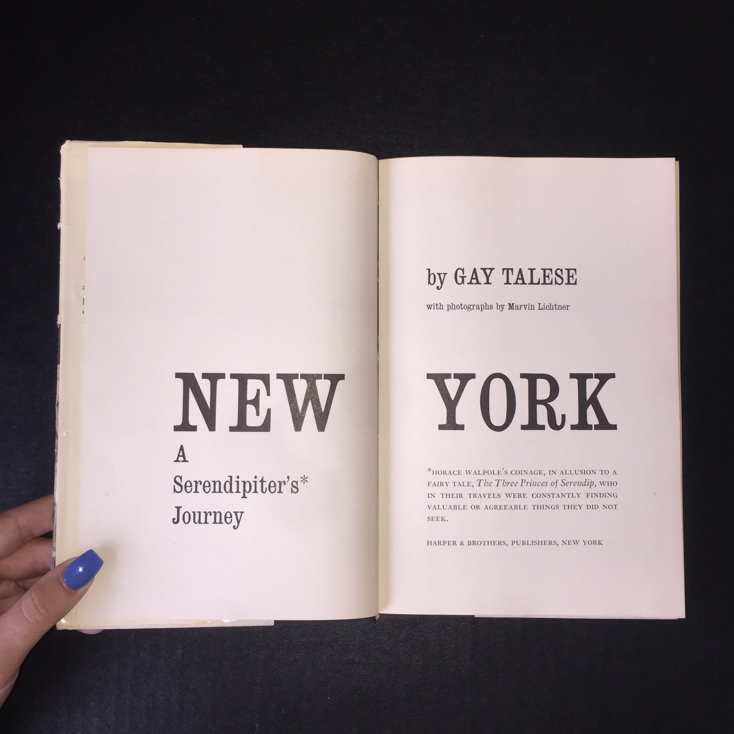 New York: A Serendipiter's Journey - Gay Talese - 1st Edition - 1961