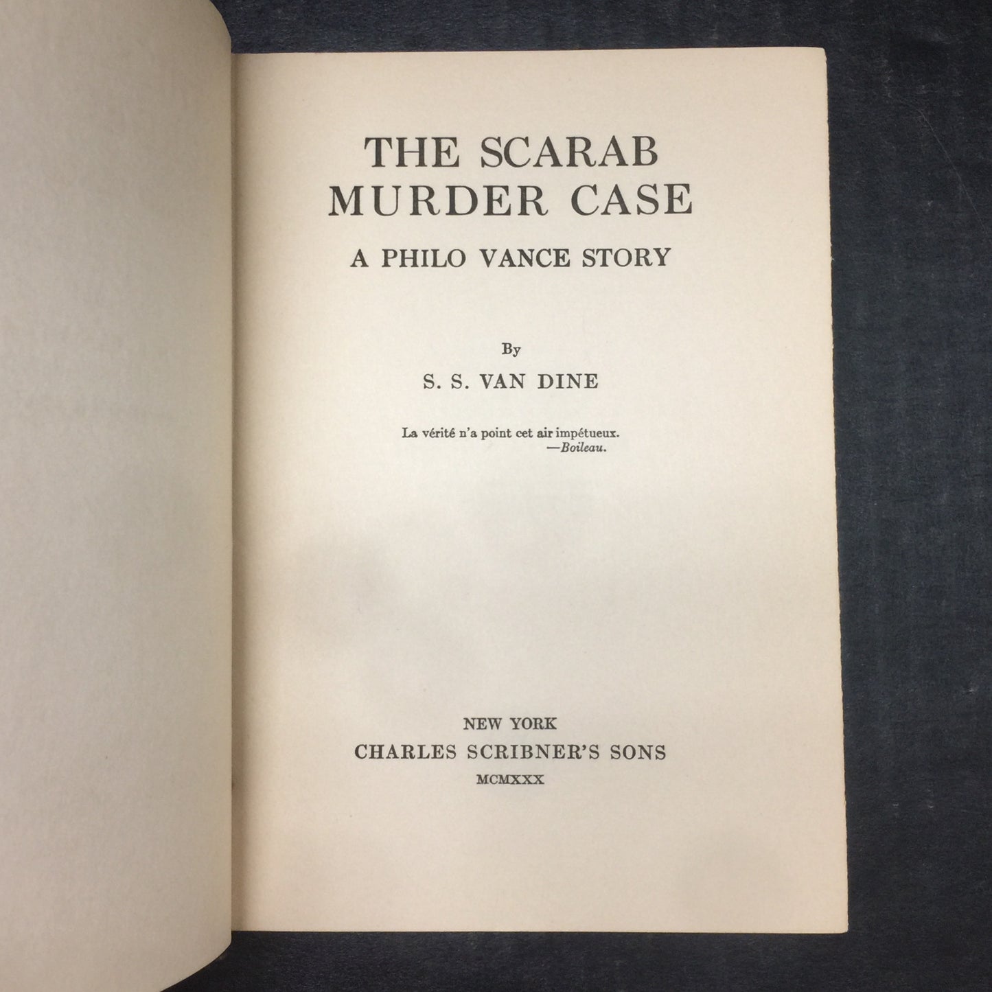 The Scarab Murder Case - S.S. Van Dine - First Edition - Missing Jacket - 1930