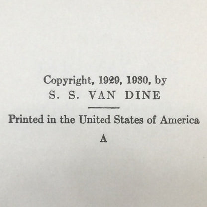 The Scarab Murder Case - S.S. Van Dine - First Edition - Missing Jacket - 1930