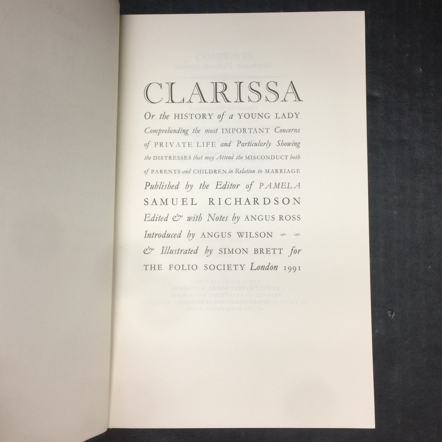 Clarissa - Samuel Richardson - Volumes I and II - The Folio Society - 1991