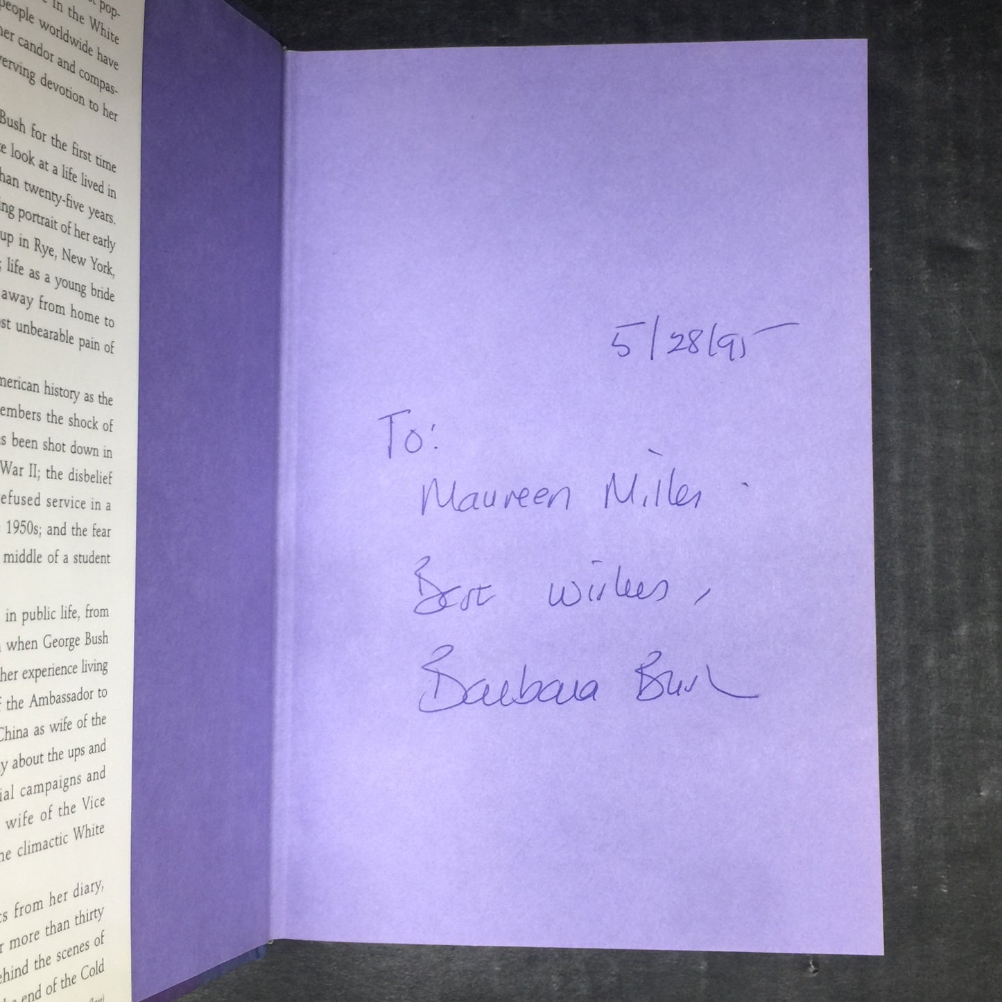 A Memoir - Barbara Bush - Signed by Author - 1994