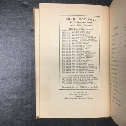 Tom Swift And His Chest Of Secrets - Victor Appleton - First Edition - 1925