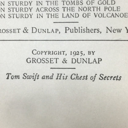 Tom Swift And His Chest Of Secrets - Victor Appleton - First Edition - 1925