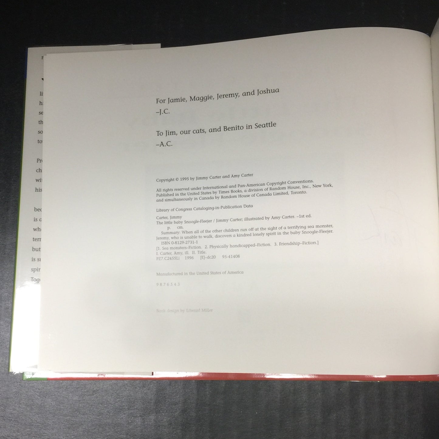 The Little Baby Snoogle-Fleejer - Jimmy Carter - Signed by Author - Third Print - 1995