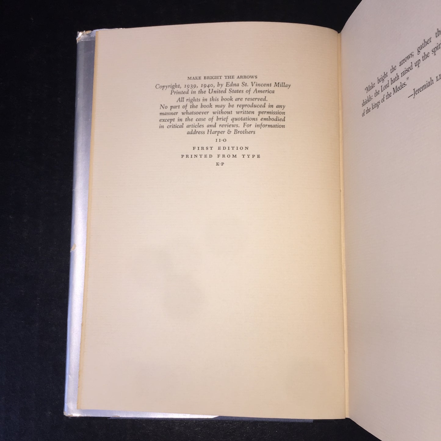 Make Bright the Arrows - Edna St. Vincent Millay - 1st Edition - 1940