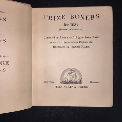 Prize Boners for 1932 - Alexander Abingdon and Virginia Huget - Very Scarce - 1932