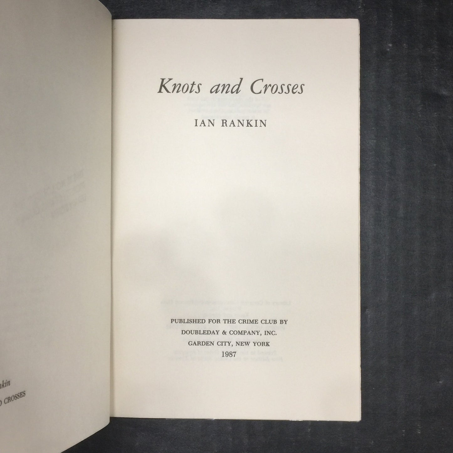 Knots and Crosses - Ian Rankin - First Edition - Ex-Library - 1987