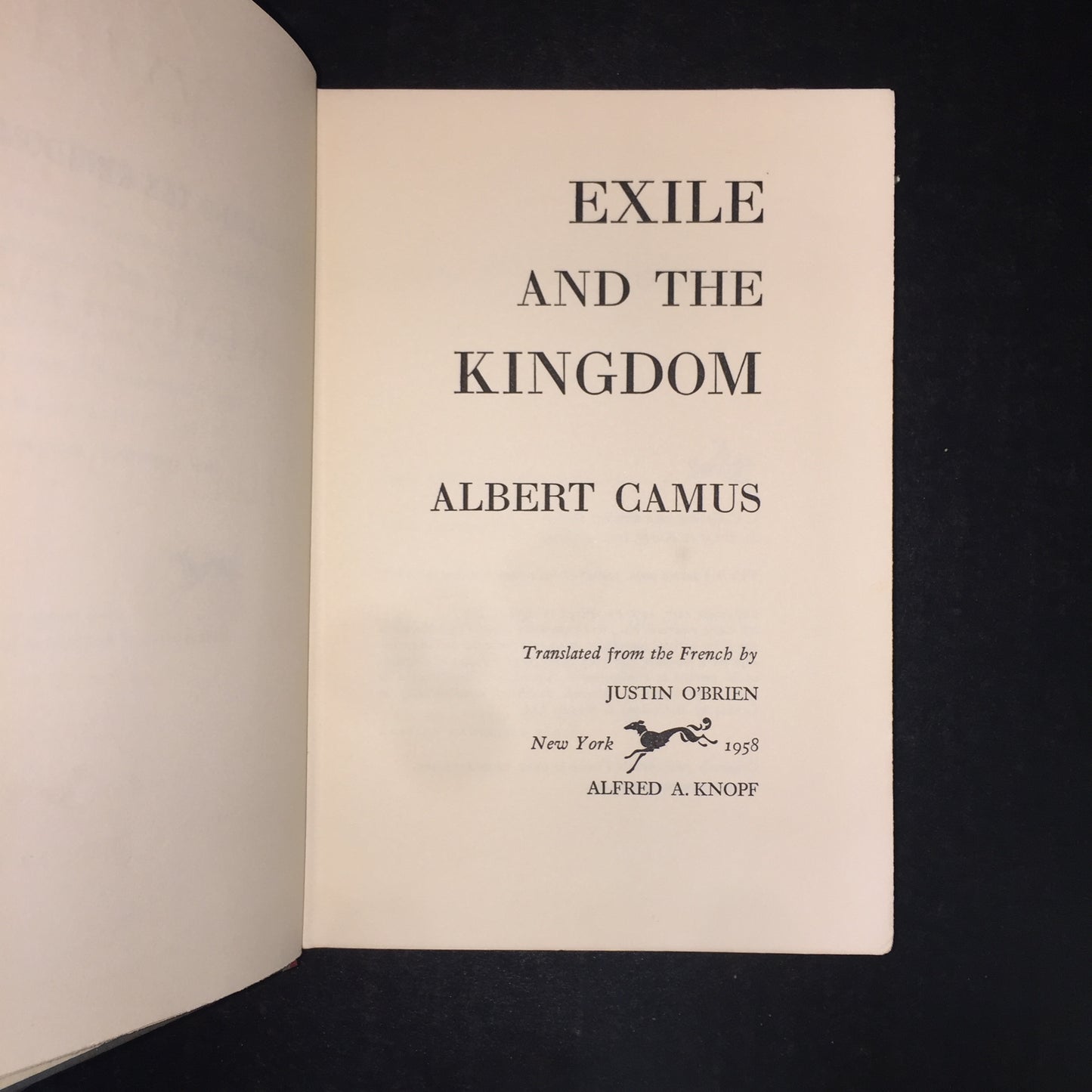 Exile and the Kingdom - Albert Camus - 1st American Edition - 1958