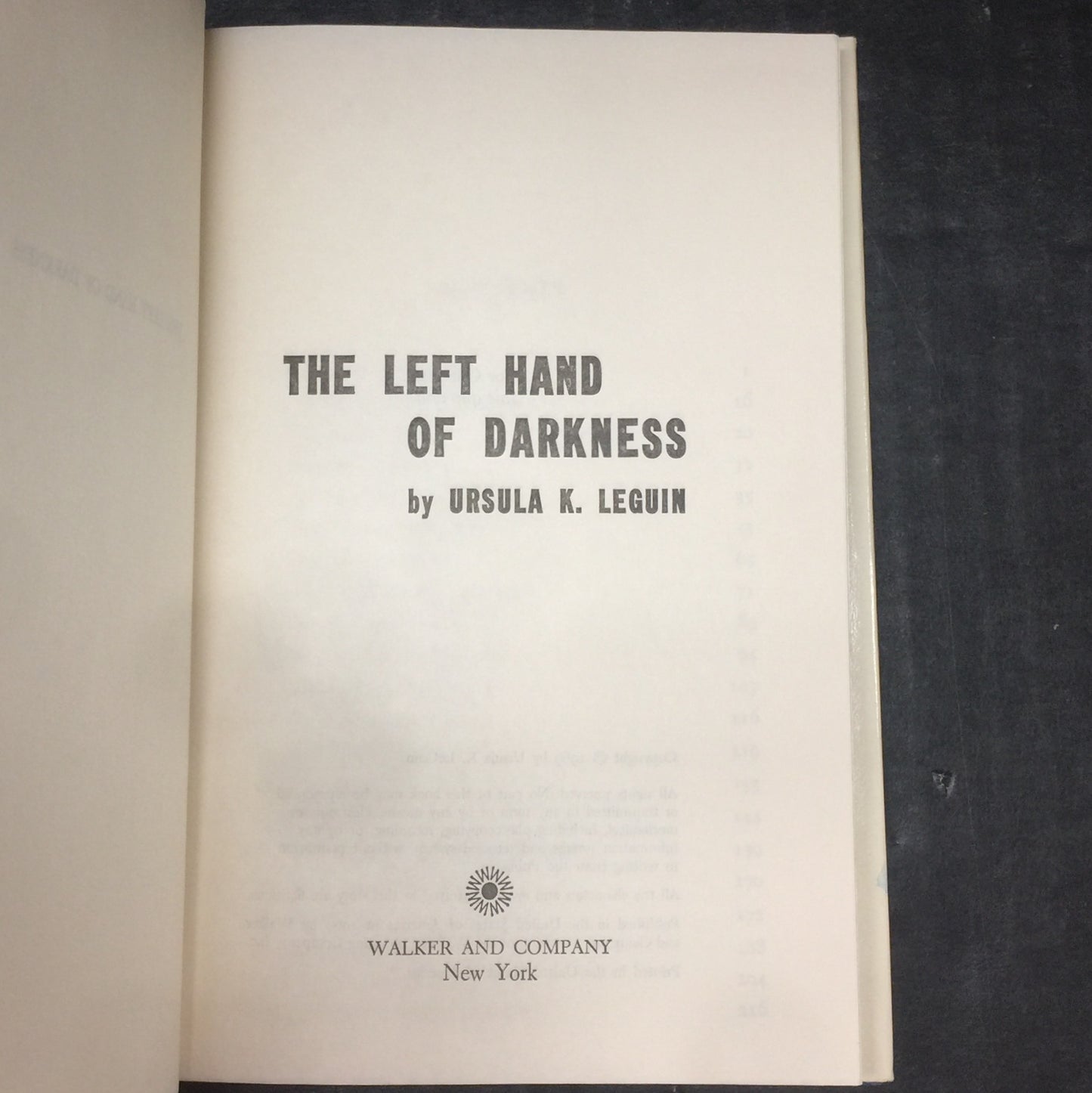 The Left Hand of Darkness - Ursula K. LeGuin - First Book Club Edition - 1969