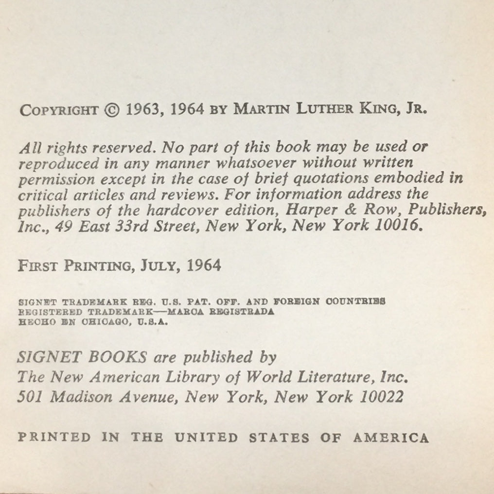 Why We Can't Wait - Martin Luther King Jr. - First Printing - 1964