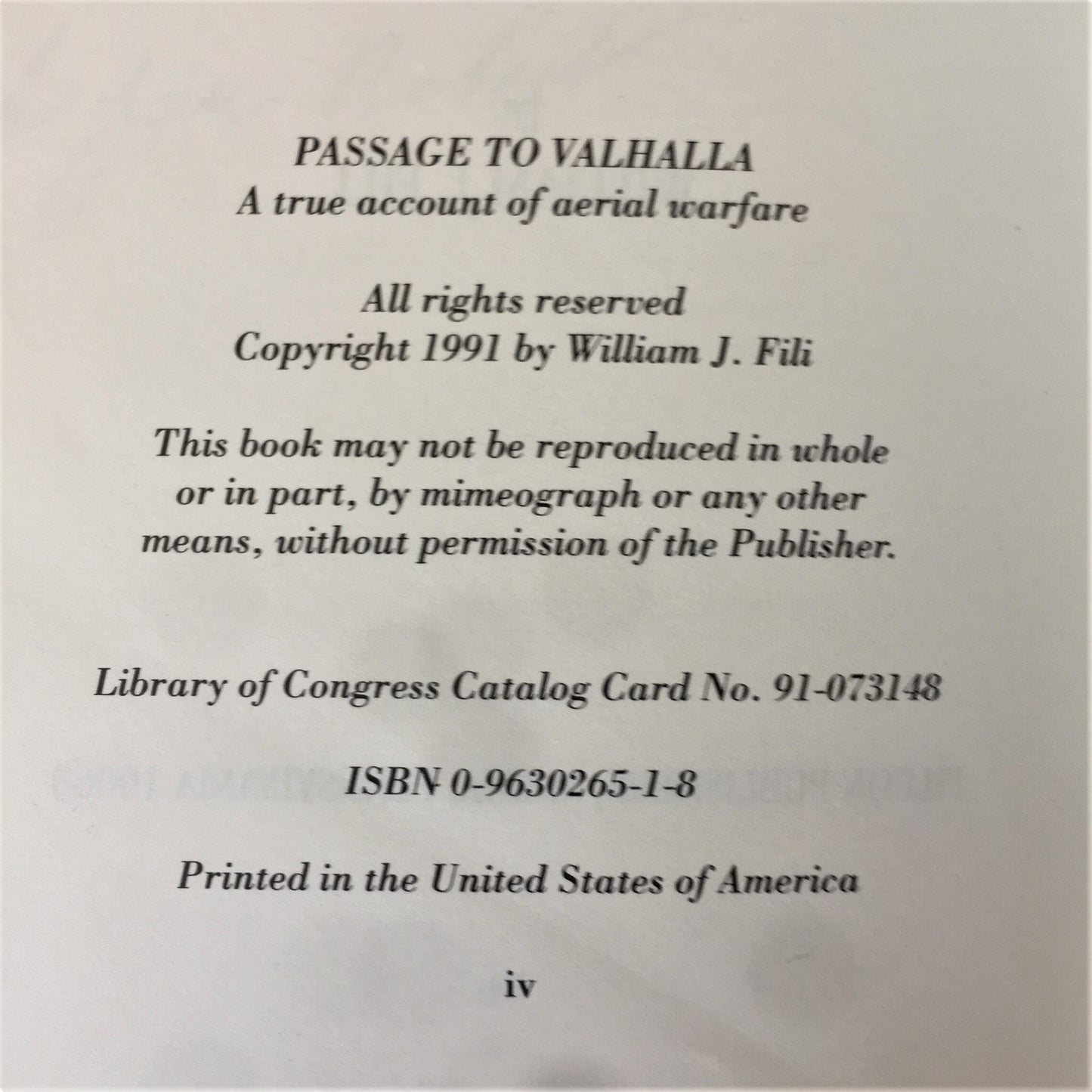 Passage to Valhalla - William J. Fili - Signed - 1991