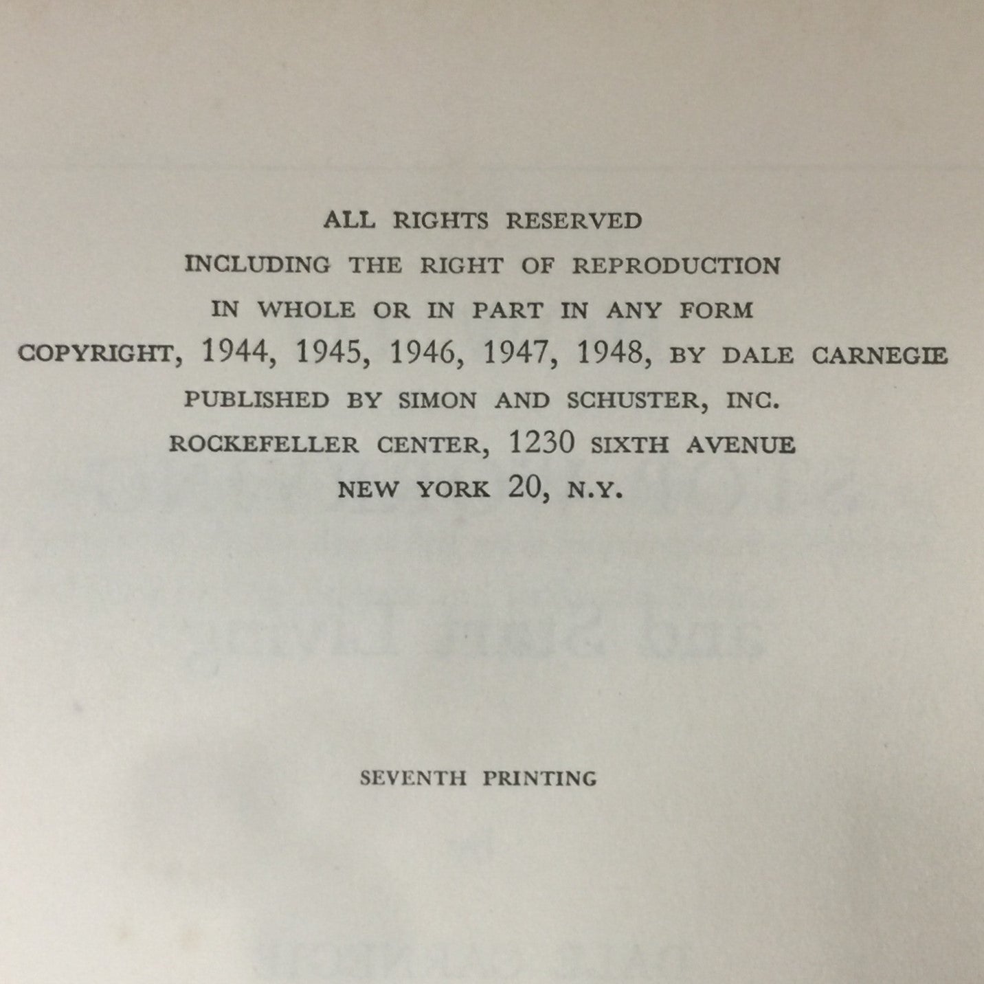 How To Stop Worrying and Start Living - Dale Carnegie - Seventh Printing - 1948