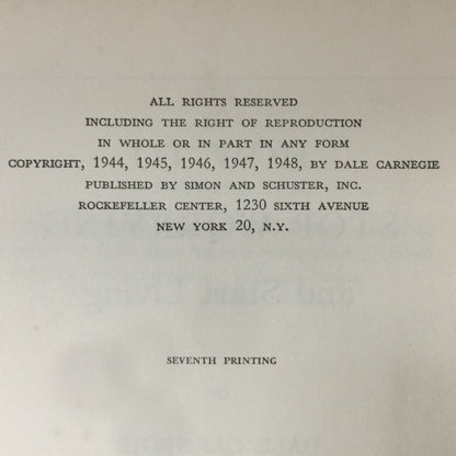 How To Stop Worrying and Start Living - Dale Carnegie - Seventh Printing - 1948