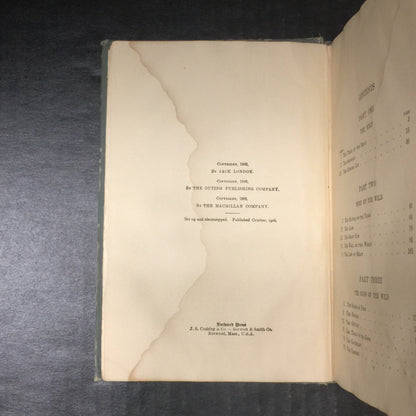 White Fang - Jack London - First American Edition - Spine and Water Damage - Ex-Library - 1906