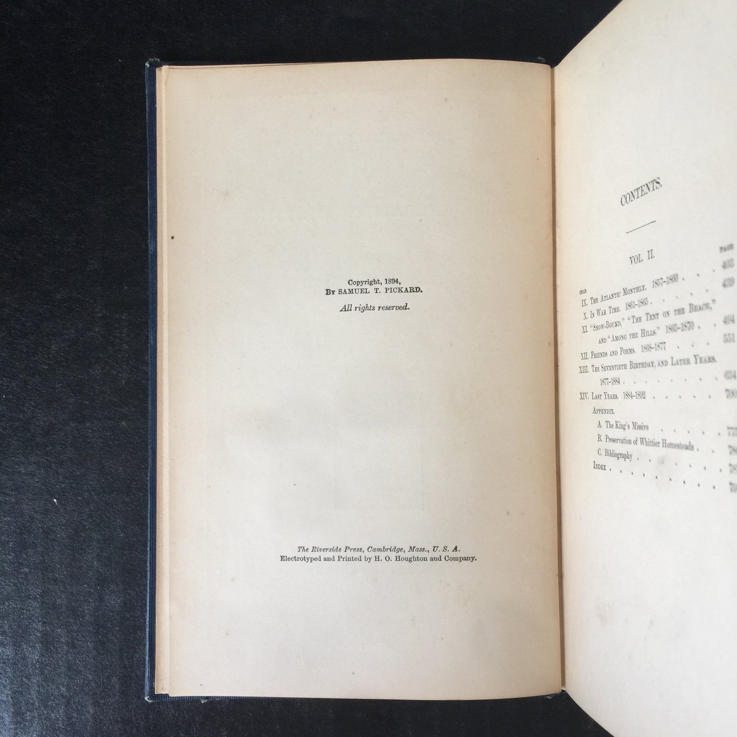 Life and Letters One and Two of John Greenleaf Whittier - Samuel Pickard - Early Print - 2 Volumes - 1899