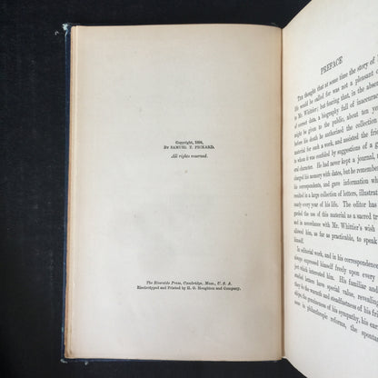 Life and Letters One and Two of John Greenleaf Whittier - Samuel Pickard - Early Print - 2 Volumes - 1899