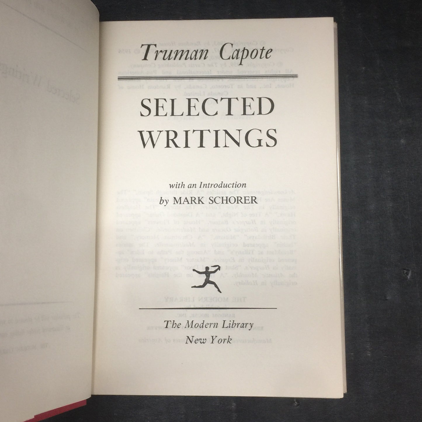 Selected Writings - Truman Capote - Modern Library Edition - 1963