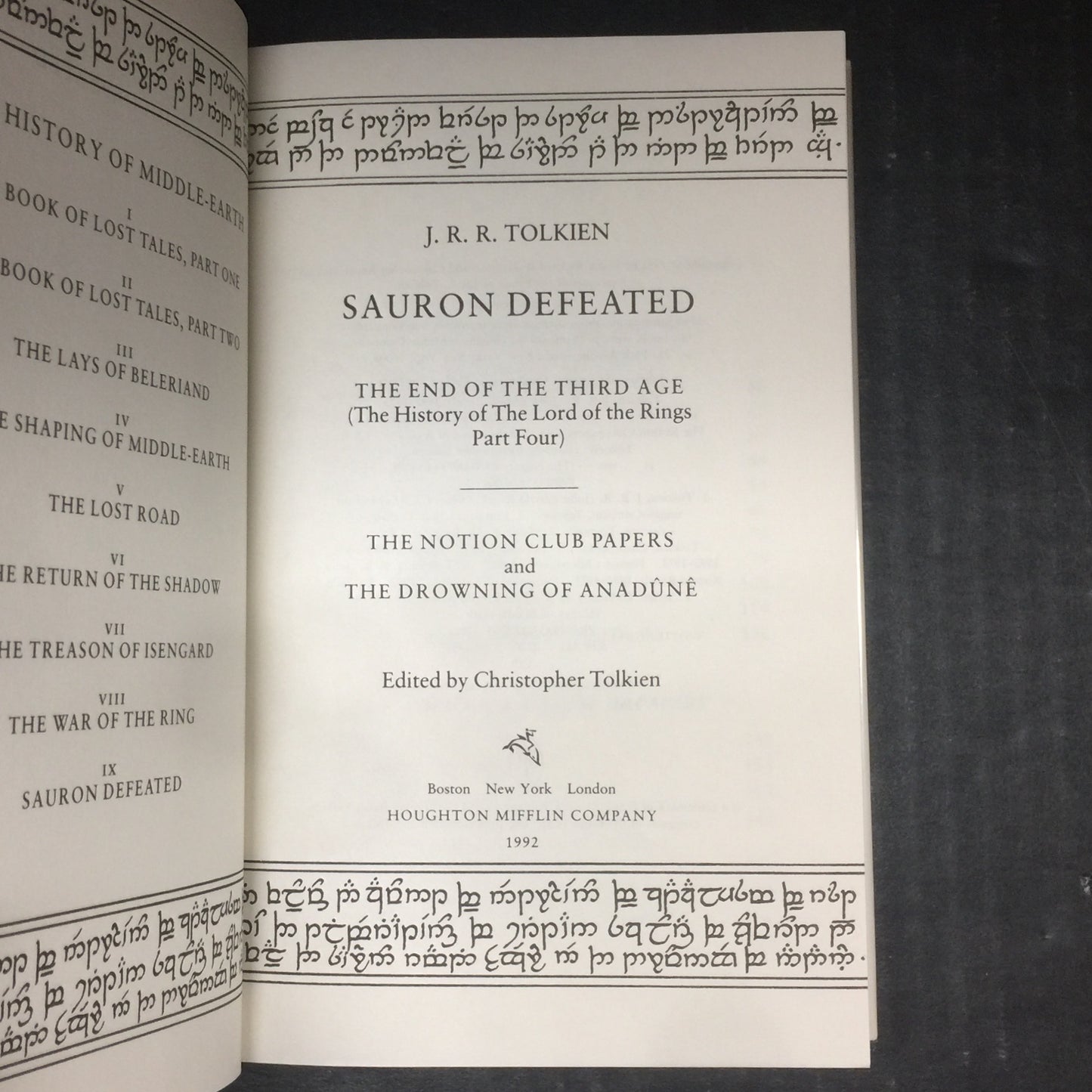 Sauron Defeated - J.R.R. Tolkien - First American Edition - 1992