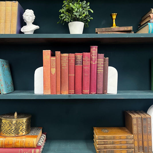 Books by the Foot | Red Vintage Historical Ornate Decorative Bundle | Collection of Hardcover Books | Display Prop & Staging | Home Decor