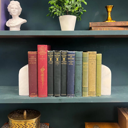 Books by the Foot | Vintage Poetry Ornate Decorative Designer Bundle | Collection of Hardcover Books | Display Prop & Staging | Home Decor