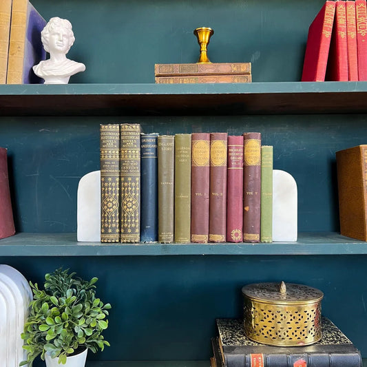 Books by the Foot | Mixed Vintage Historical Ornate Decorative Bundle | Collection of Hardcover Books | Display Prop & Staging | Home Decor