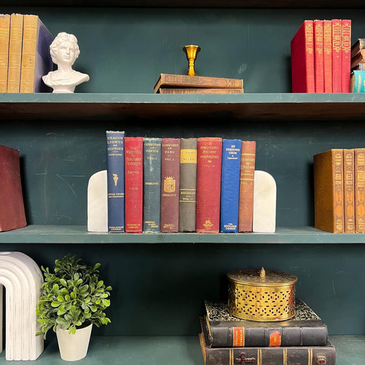 Books by the Foot | Mixed Vintage Historical Ornate Decorative Bundle | Collection of Hardcover Books | Display Prop & Staging | Home Decor