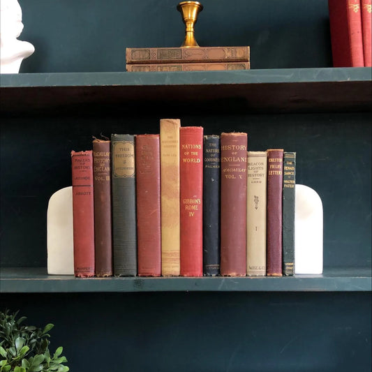 Vintage Hardcover Books by the Foot: Historical Decorative Display - Set of 11