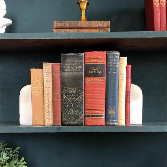 Books by the Foot | Vintage Foreign Language Ornate Decorative Bundle | Collection of Hardcover Books | Display Prop & Staging | Home Decor