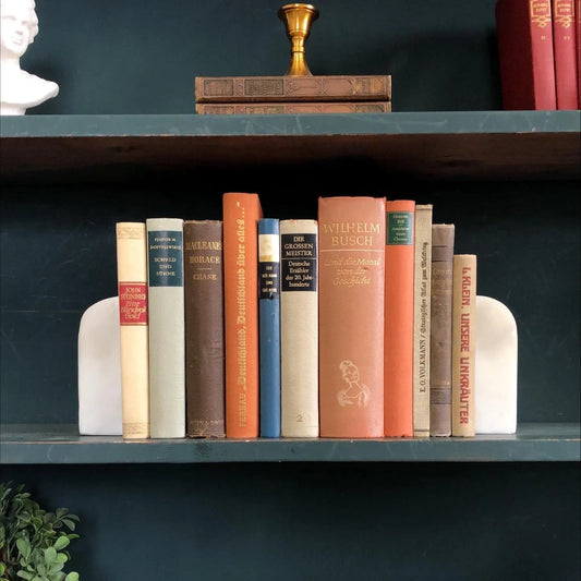 Books by the Foot | Vintage Foreign Language Ornate Decorative Bundle | Collection of Hardcover Books | Display Prop & Staging | Home Decor