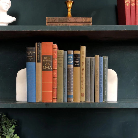 Books by the Foot | Vintage Foreign Language Ornate Decorative Bundle | Collection of Hardcover Books | Display Prop & Staging | Home Decor