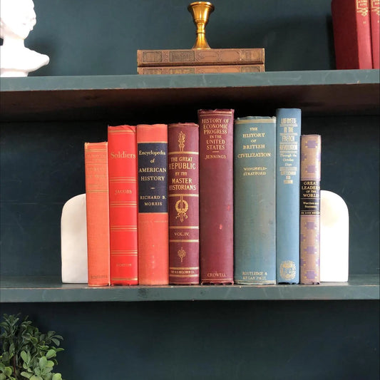 Vintage Hardcover Books by the Foot: Historical Decorative Display - Set of 8