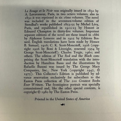 The Red and the Black - Stendhal - Easton Press - Gilt Loss - 1980