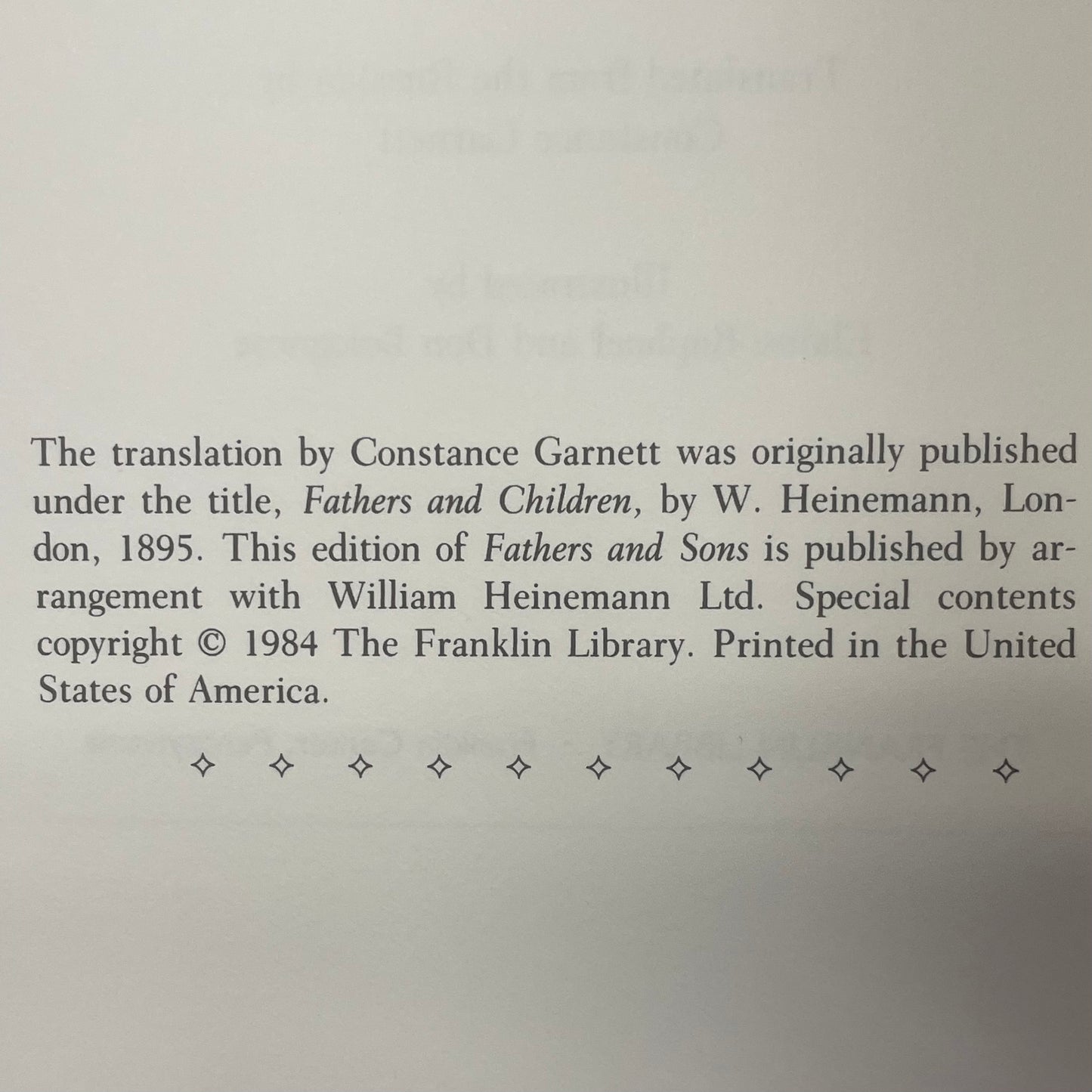 Fathers and Sons - Ivan Turgenev - The Franklin Library - 1984