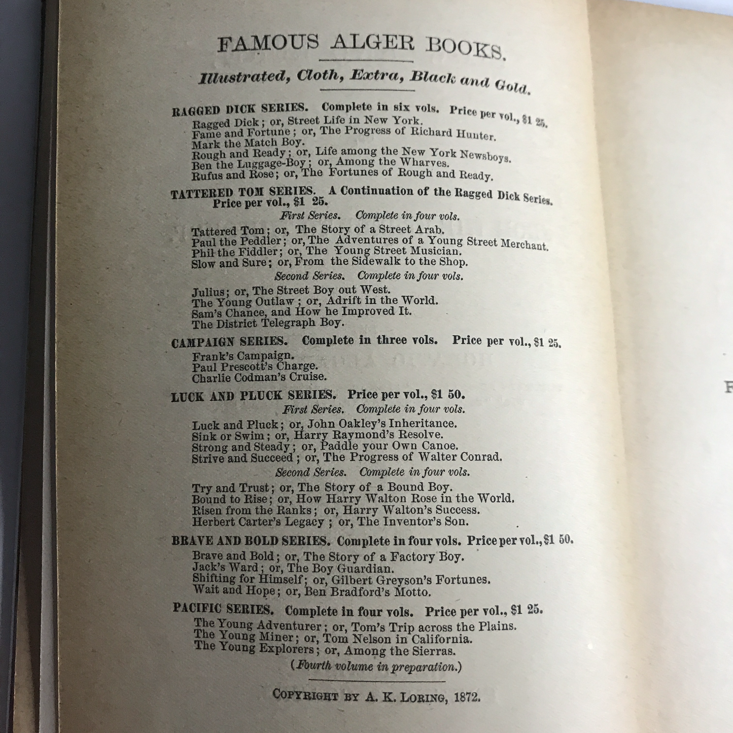 Tattered Tom Series - Horatio Alger Jr. - 1872