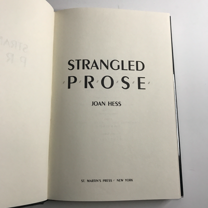 Strangled Prose - Jean Hess - 1st Edition - Inscribed - 1986